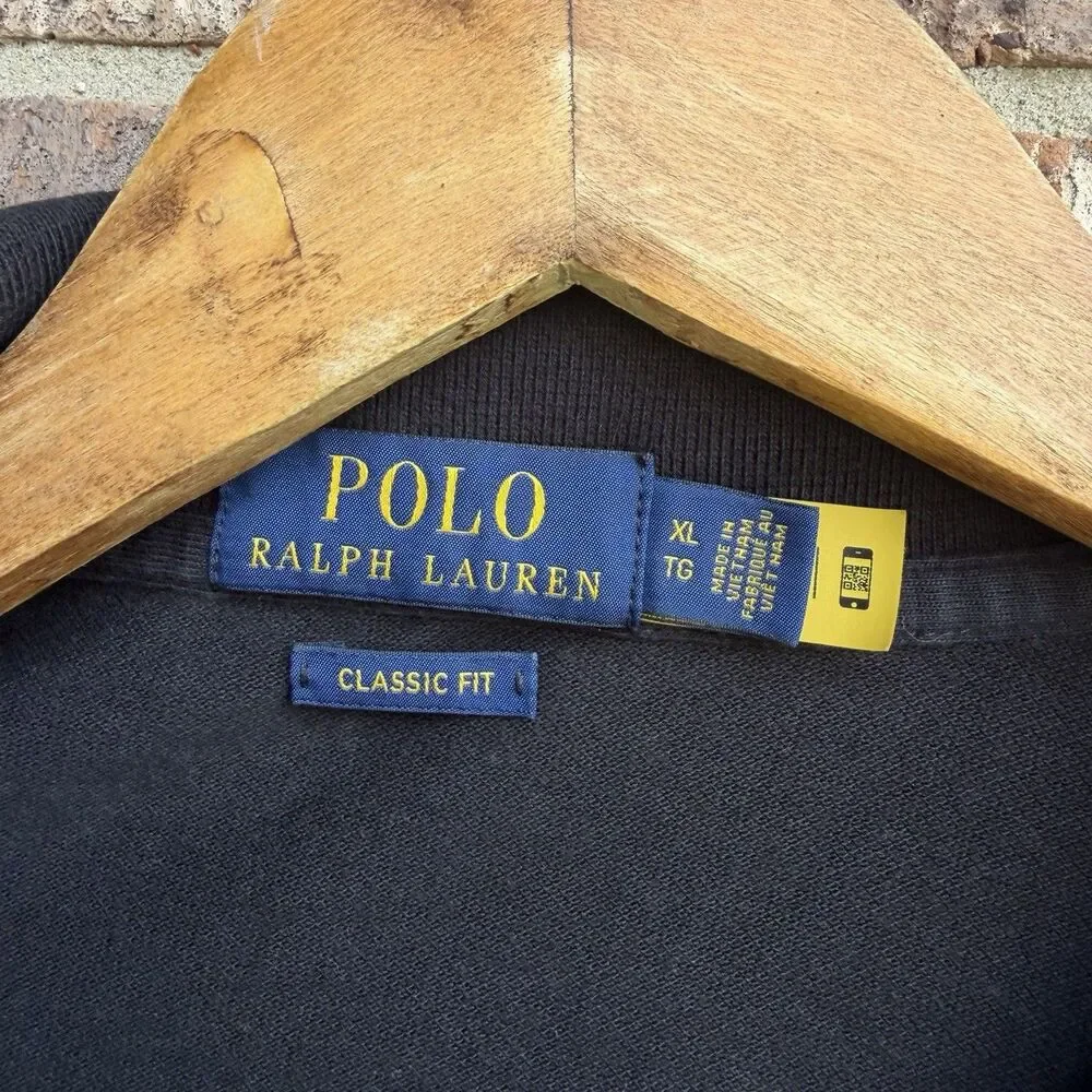 Polo Ralph Lauren Classic Fit Black Long Sleeve Polo Shirt Mens XL Red Pony Logo